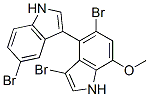 (+)-3',5,5'-トリブロモ-7'-メトキシ-3,4'-ビ[1H-インドール] 化学構造式