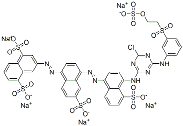 pentasodium 3-[[4-[[4-[[4-chloro-6-[[3-[[2-(sulphonatooxy)ethyl]sulphonyl]phenyl]amino]-1,3,5-triazin-2-yl]amino]-5-sulphonato-1-naphthyl]azo]-6-sulphonato-1-naphthyl]azo]naphthalene-1,5-disulphonate 结构式