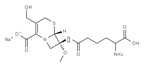 5-Thia-1-azabicyclo(4.2.0)oct-2-ene-2-carboxylic acid,7-((5-amino-5-ca rboxy-1-oxopentyl)amino)-3-(hydroxymethyl)-7-methoxy-, monosodium salt , (6R-(6alpha,7beta(R*)))- Struktur