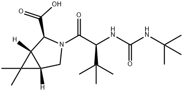 (1R,2S,5S)-3-[(2S)-2-[[[(叔丁基)氨基]羰基]氨基]-3,3-二甲基-1-氧代丁基]-6,6-二甲基-3-氮杂双环[3.1.0]己烷-2-羧酸, 816444-90-3, 结构式