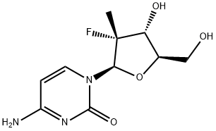 4-アミノ-1-((2R,3R,4R,5R)-3-フルオロ-4-ヒドロキシ-5-(ヒドロキシメチル)-3-メチルテトラヒドロフラン-2-イル)ピリミジン-2(1H)-オン 化学構造式