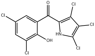 (3,5-ジクロロ-2-ヒドロキシフェニル)(3,4,5-トリクロロ-1H-ピロール-2-イル)メタノン 化学構造式
