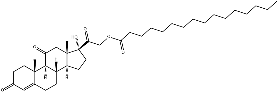 17-ヒドロキシ-21-[(1-オキソヘキサデシル)オキシ]プレグナ-4-エン-3,11,20-トリオン 化学構造式