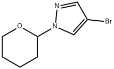 4-ブロモ-1-(テトラヒドロ-2H-ピラン-2-イル)-1H-ピラゾール 化学構造式