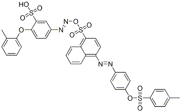 1-[[4-(2-methylphenoxy)-3-sulphophenyl]azo]-4-[[4-[[(4-methylphenyl)sulphonyl]oxy]phenyl]azo]naphthalenesulphonic acid Struktur