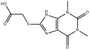 2-[(1,3-dimethyl-2,6-dioxo-7H-purin-8-yl)sulfanyl]acetic acid Struktur