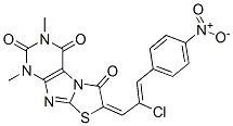 Thiazolo[2,3-f]purine-2,4,6(1H,3H,7H)-trione,  7-[2-chloro-3-(4-nitrophenyl)-2-propenylidene]-1,3-dimethyl-  (9CI) Struktur