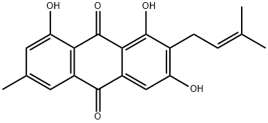 1,3,8-Trihydroxy-6-methyl-2-(3-methyl-2-butenyl)-9,10-anthraquinone Struktur