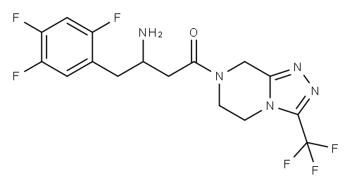 7-[1-氧代-3-氨基-4-(2,4,5-三氟苯基)丁基]-3-(三氟甲基)-5,6,7,8-四氢-1,2,4-三唑并[4,3-A]吡嗪 结构式