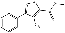 3-アミノ-4-フェニルチオフェン-2-カルボン酸メチル 化学構造式