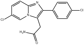 6-クロロ-2-(4-クロロフェニル)イミダゾ[1,2-A]ピリジン-3-アセトアミド 化学構造式