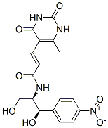 (E)-N-[(1R,2R)-2-ヒドロキシ-1-ヒドロキシメチル-2-(4-ニトロフェニル)エチル]-3-(1,2,3,4-テトラヒドロ-6-メチル-2,4-ジオキソピリミジン-5-イル)アクリルアミド 化学構造式