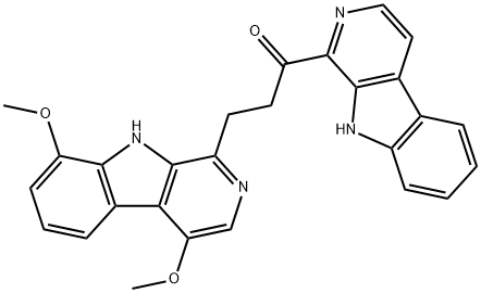 3-(4,8-ジメトキシ-9H-ピリド[3,4-b]インドール-1-イル)-1-(9H-ピリド[3,4-b]インドール-1-イル)-1-プロパノン 化学構造式
