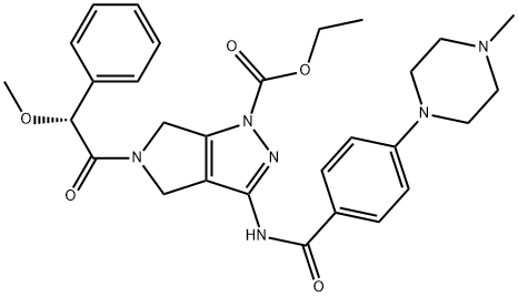 5-((R)-2-Methoxy-2-phenylacetyl)-3-[4-(4-Methylpiperazin-1-yl)benzoylaMino]-5,6-dihydro-4H-pyrrolo[3,4-c]pyrazole-1-carboxylic acid ethyl ester Structure