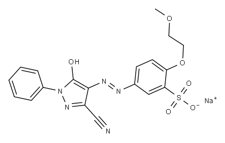 5-(3-Cyano-5-hydroxy-1-phenyl-1H-pyrazol-4-ylazo)-2-(2-methoxyethoxy)benzenesulfonic acid sodium salt 结构式