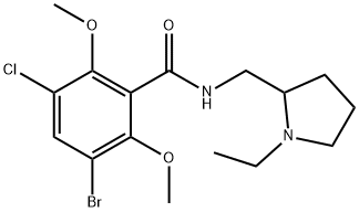3-bromo-5-chloro-N-[(1-ethylpyrrolidin-2-yl)methyl]-2,6-dimethoxy-benz amide Struktur