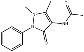 1,2-ジヒドロ-1,5-ジメチル-2-フェニル-4-(アセチルアミノ)-3H-ピラゾール-3-オン 化学構造式