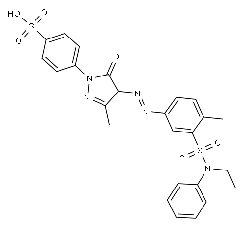 4-[[4-[[3-[(エチルフェニルアミノ)スルホニル]-4-メチルフェニル]アゾ]-4,5-ジヒドロ-3-メチル-5-オキソ-1H-ピラゾール]-1-イル]ベンゼンスルホン酸 化学構造式