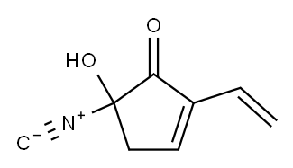 (+)-5-ヒドロキシ-5-イソシアノ-2-ビニル-2-シクロペンテン-1-オン 化学構造式