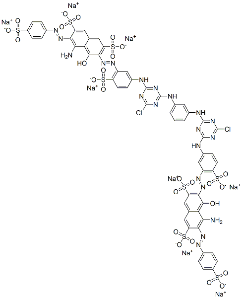 octasodium 3,3'-[1,3-phenylenebis[imino(6-chloro-1,3,5-triazine-4,2-diyl)imino(6-sulphonato-3,1-phenylene)azo]]bis[5-amino-4-hydroxy-6-[(4-sulphonatophenyl)azo]naphthalene-2,7-disulphonate] 结构式