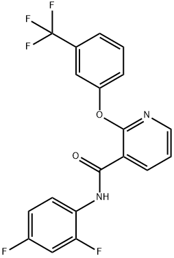 N-(2,4-ジフルオロフェニル)-2-[3-(トリフルオロメチル)フェノキシ]ピリジン-3-カルボアミド 化学構造式