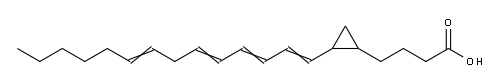 Cyclopropanebutanoic acid, 2-(1,3,5,8-tetradecatetraenyl)- 结构式