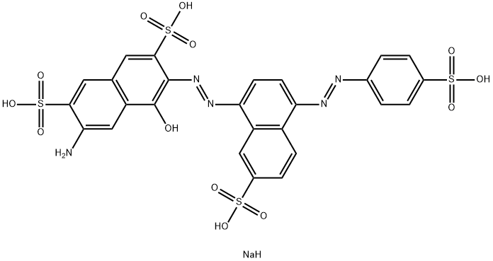6-氨基-4-羟基-3-[[7-磺基-4-[(4-磺基苯基)偶氮]-1-萘基]偶氮]-2,7-萘二磺酸钠盐, 83221-57-2, 结构式