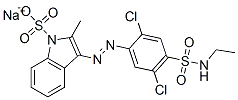 3-[[2,5-ジクロロ-4-[(エチルアミノ)スルホニル]フェニル]アゾ]-2-メチル-1H-インドールスルホン酸のナトリウム 化学構造式