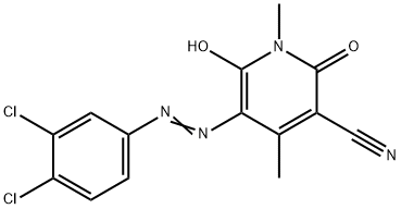 5-[(3,4-dichlorophenyl)azo]-1,2-dihydro-6-hydroxy-1,4-dimethyl-2-oxonicotinonitrile  Structure