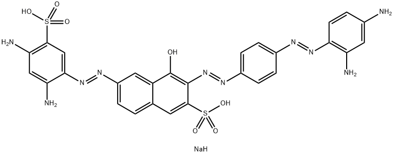 3-[[4-[(2,4-ジアミノフェニル)アゾ]フェニル]アゾ]-6-[(2,4-ジアミノ-5-スルホフェニル)アゾ]-4-ヒドロキシ-2-ナフタレンスルホン酸二ナトリウム 化学構造式