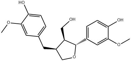 Tetrahydro-2-(4-hydroxy-3-methoxyphenyl)-4-((4-hydroxy-3-methoxyphenyl)methyl)-3-furanemethanol Struktur