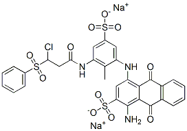 1-アミノ-4-[[3-[[3-クロロ-1-オキソ-3-(フェニルスルホニル)プロピル]アミノ]-2-メチル-5-スルホフェニル]アミノ]-9,10-ジヒドロ-9,10-ジオキソ-2-アントラセンスルホン酸ジナトリウム 化学構造式