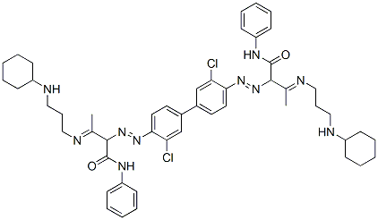 2,2'-[(3,3'-ジクロロ[1,1'-ビフェニル]-4,4'-ジイル)ビス(アゾ)]ビス[3-[[3-(シクロヘキシルアミノ)プロピル]イミノ]-N-フェニルブタンアミド] 化学構造式