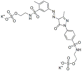 5-[[[4,5-ジヒドロ-3-メチル-5-オキソ-1-[4-[[[2-(ポタシオスルホオキシ)エチル]アミノ]スルホニル]フェニル]-1H-ピラゾール]-4-イル]アゾ]-2-メチル-N-[2-(ポタシオスルホオキシ)エチル]ベンゼンスルホンアミド 化学構造式