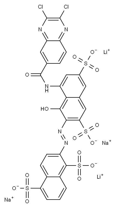 2-[[8-[[(2,3-dichloroquinoxalin-6-yl)carbonyl]amino]-1-hydroxy-3,6-disulpho-2-naphthyl]azo]naphthalene-1,5-disulphonic acid, lithium sodium salt Structure