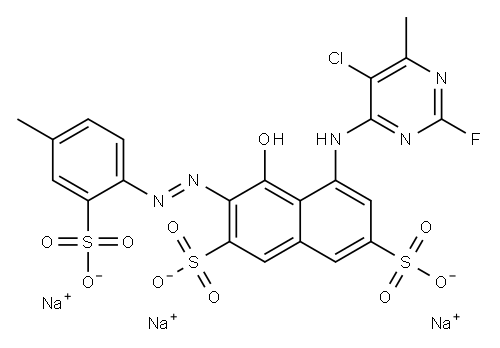 5-[(5-クロロ-2-フルオロ-6-メチル-4-ピリミジニル)アミノ]-4-ヒドロキシ-3-[(4-メチル-2-スルホフェニル)アゾ]-2,7-ナフタレンジスルホン酸/ナトリウム,(1:x) 化学構造式