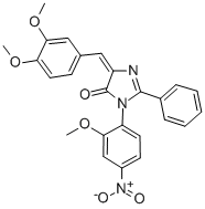 4H-Imidazol-4-one, 3,5-dihydro-5-((3,4-dimethoxyphenyl)methylene)-3-(2 -methoxy-4-nitrophenyl)-2-phenyl- Struktur