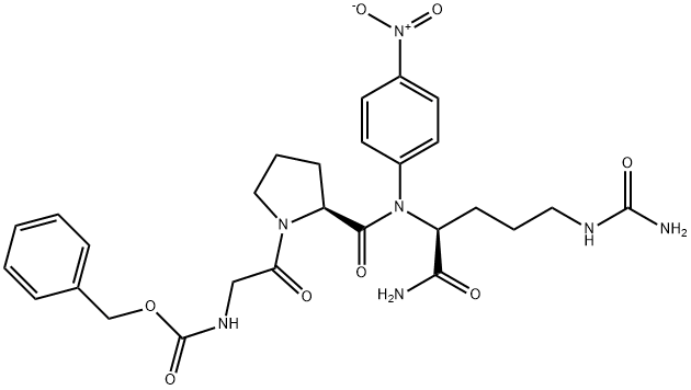 N-(benzyloxycarbonyl)glycyl-L-prolyl-N5-carbamoyl-N-(4-nitrophenyl)-L-ornithinamide Struktur