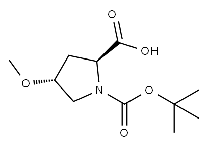 (2S,4R)-1-(叔丁氧羰基)-4-甲氧基吡咯烷-2-羧酸, 83624-01-5, 结构式