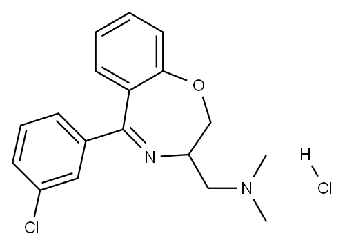 1-[6-(3-chlorophenyl)-2-oxa-5-azabicyclo[5.4.0]undeca-5,7,9,11-tetraen -4-yl]-N,N-dimethyl-methanamine hydrochloride Structure