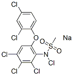 sodium chloro-N-[2,3,4-trichloro-6-(2,4-dichlorophenoxy)phenyl]methanesulphonamidate Structure