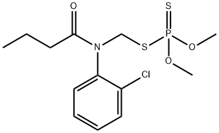 ホスホロジチオ酸O,O-ジメチルS-[[(2-クロロフェニル)(1-オキソブチル)アミノ]メチル] 化学構造式