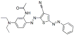 N-[2-[3-Cyano-5-(phenylazo)-2-thienylazo]-5-(diethylamino)phenyl]acetamide Structure