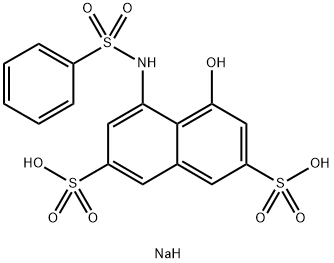 4-ヒドロキシ-5-[(フェニルスルホニル)アミノ]-2,7-ナフタレンジスルホン酸ジナトリウム 化学構造式