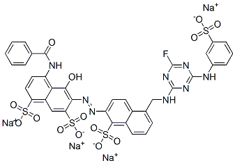 4-(benzoylamino)-6-[[5-[[[4-fluoro-6-[(3-sulphophenyl)amino]-1,3,5-triazin-2-yl]amino]methyl]-1-sulpho-2-naphthyl]azo]-5-hydroxynaphthalene-1,7-disulphonic acid, sodium salt Structure