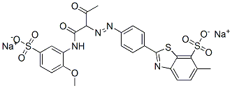 2-[4-[[1-[[(2-methoxy-5-sulphophenyl)amino]carbonyl]-2-oxopropyl]azo]phenyl]-6-methylbenzothiazole-7-sulphonic acid, sodium salt Struktur