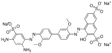 4-[[4'-[(2,4-diamino-5-sulphophenyl)azo]-3,3'-dimethoxy[1,1'-biphenyl]-4-yl]azo]-3-hydroxynaphthalene-2,7-disulphonic acid, sodium salt Struktur