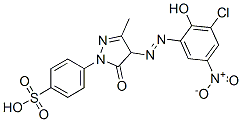 4-[[4-[(3-クロロ-2-ヒドロキシ-5-ニトロフェニル)アゾ]-4,5-ジヒドロ-3-メチル-5-オキソ-1H-ピラゾール]-1-イル]ベンゼンスルホン酸 化学構造式