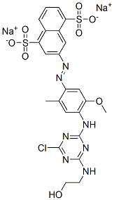 1,5-Naphthalenedisulfonic acid, 3-[[4-[[4-chloro-6-[(2-hydroxyethyl) amino]-1,3,5-triazin-2-yl]amino]-5-methoxy -2-methylphenyl]azo]-, disodium salt Structure