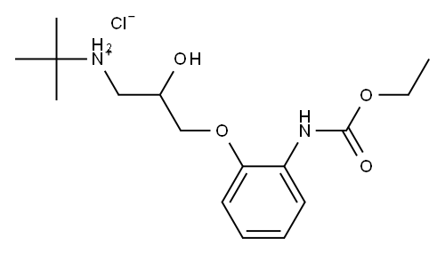 [3-[2-(ethoxycarbonylamino)phenoxy]-2-hydroxy-propyl]-tert-butyl-azani um chloride Struktur